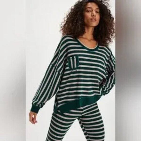 free people green and lilac make it happen pullover long sleeve sweater hippie - Picture 2 of 9